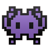 A purple pixelated alien monster / space invader